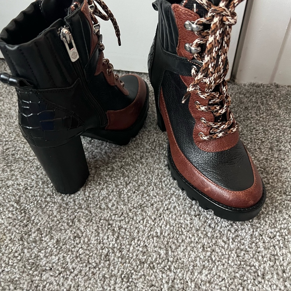 ANTONIO MELANI Black and Brown Lace Up Boots - Picture 3 of 4